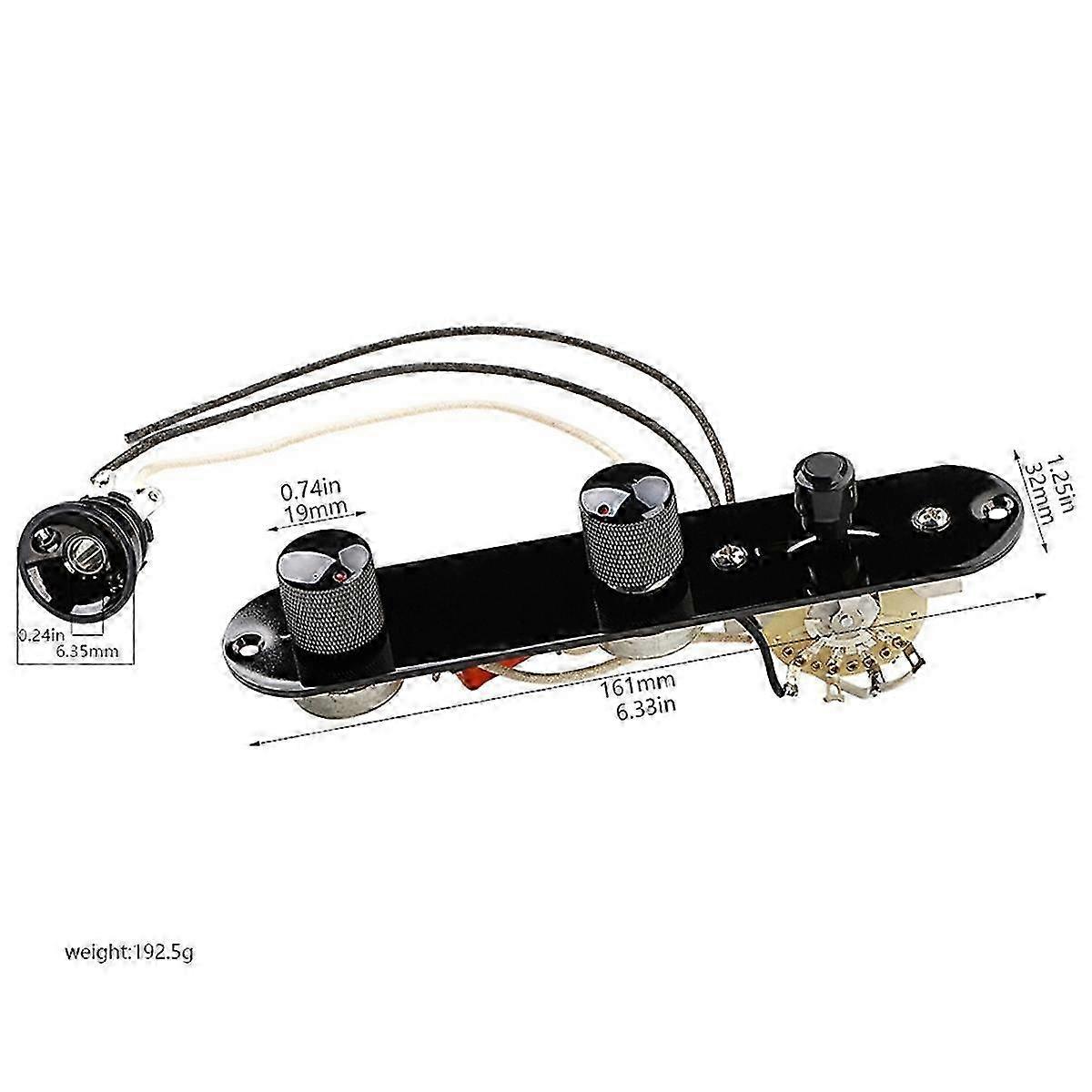 Optimized Guitar Control Plate with 3-Way Switch, Large Potentiometers & Knurled Volume Control