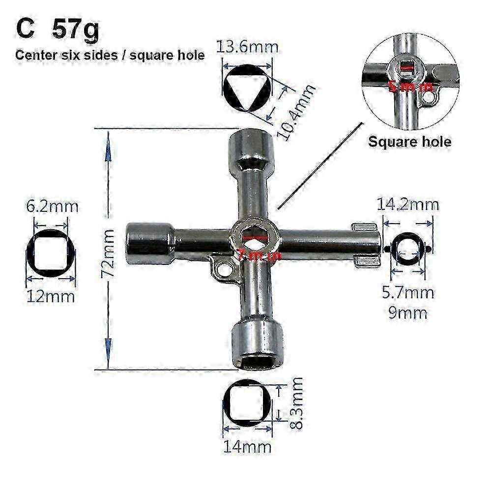 Universal Triangle Key Cross 4 Way Multi Cross Wrench for Gas Electrical Elevator Cabinet Meter Box 2025