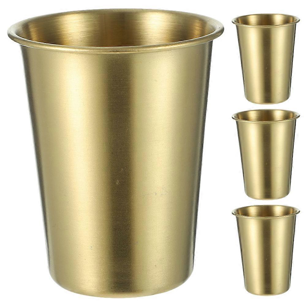 4Pcs Stainless Steel Cups Golden Drinking Cup for Drinks Rust Proof Wine Cup