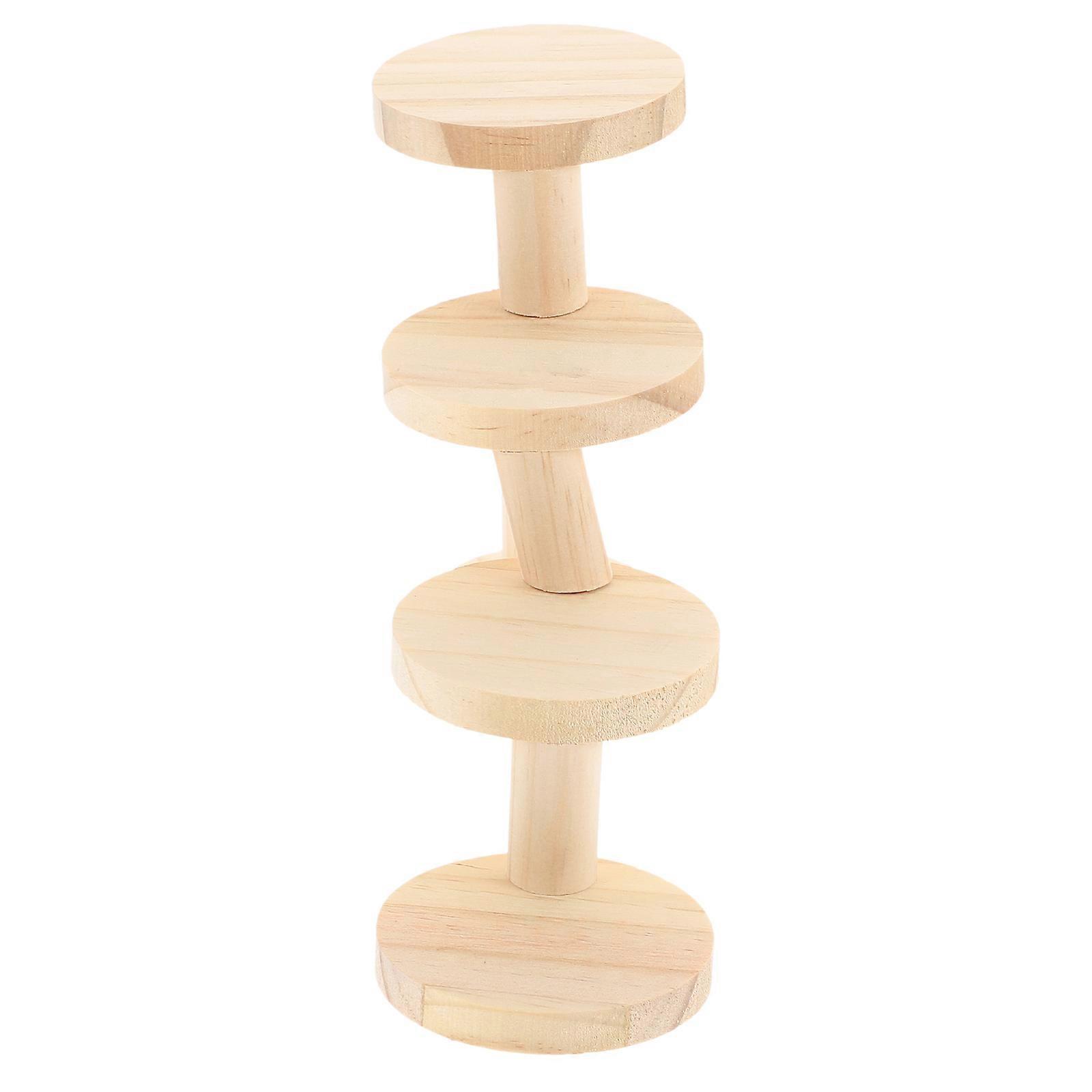 Decorative Hamster Ladder Toy for Pet Use Wooden Four-Layer Ladder 2Pcs