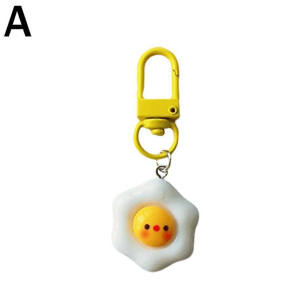 Cujmh Resin Fried Egg Keychain Cute Simulation Food Pendant Bag Charm Accessory
