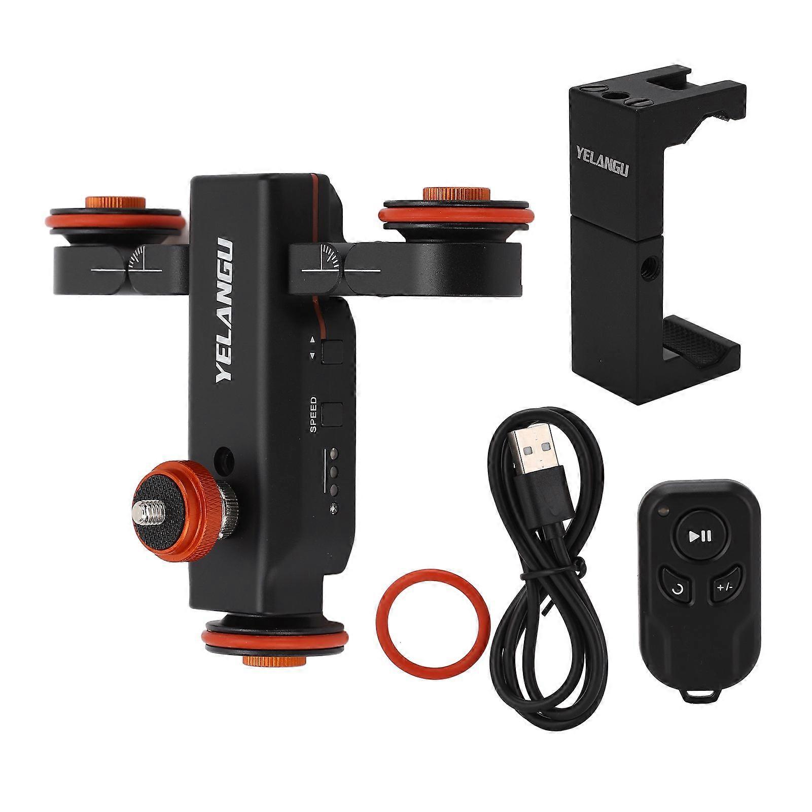 YELANGU Camera Dolly Electric Motorized Electric Track Rail Slider Car 3 Speed Gears with Remote Control Phone Clip
