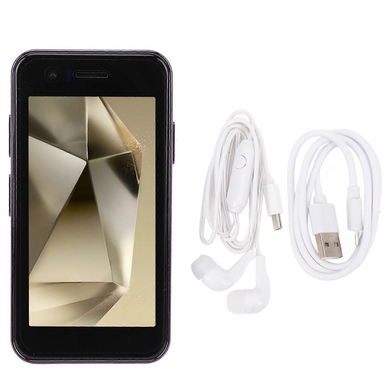 S24 Cell Phone 3.5 Inch Face Unlock Small Smartphone for Android 10.0 Dual SIM 4GB 64GB 5MP 8MP Camera 2000mAh Battery Purple