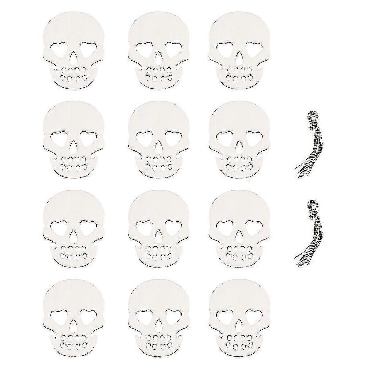 20Pcs Halloween Skull Wood Chips Ornaments DIY Pendants Creative Hanging Decors