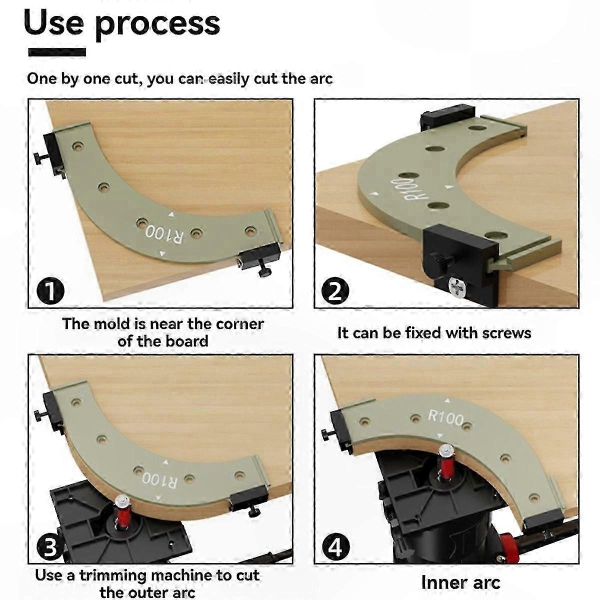 5-Piece Radius Corner Jigs for Woodworking, Round Edge Templates for Crafting, Radius Jig Set for DIY Projects