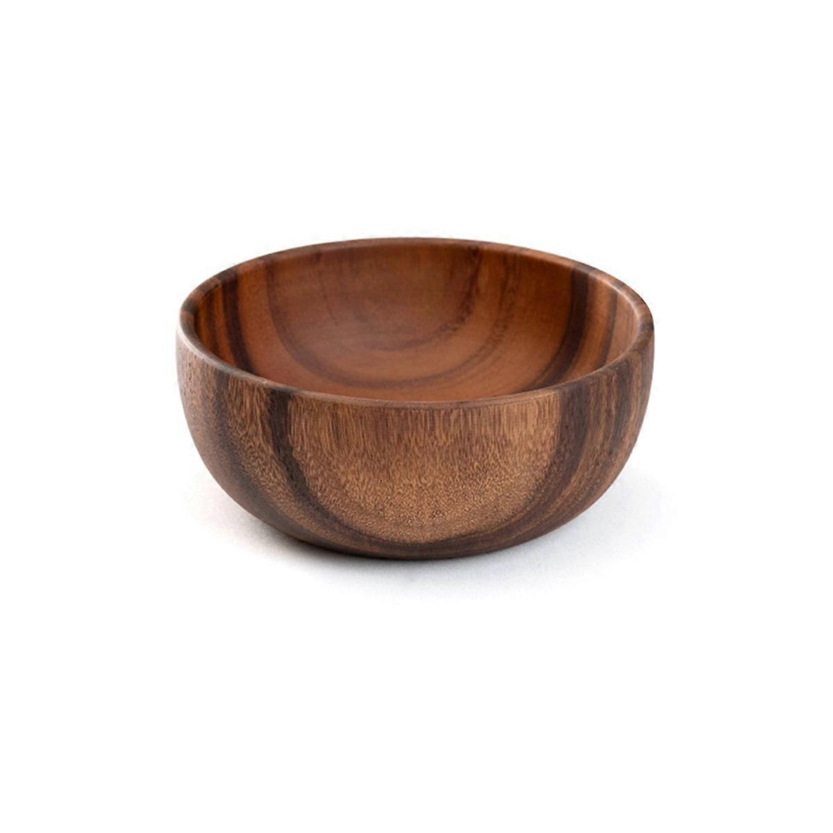 Wooden Salad Bowl Round Dessert Displays Serving Trays Soup Bowl E