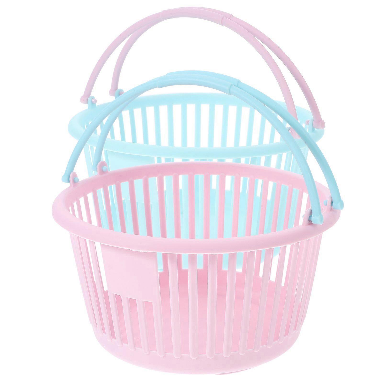 2pcs Plastic Stackable Basket with Handles Bathroom Organizer Sundries Basket