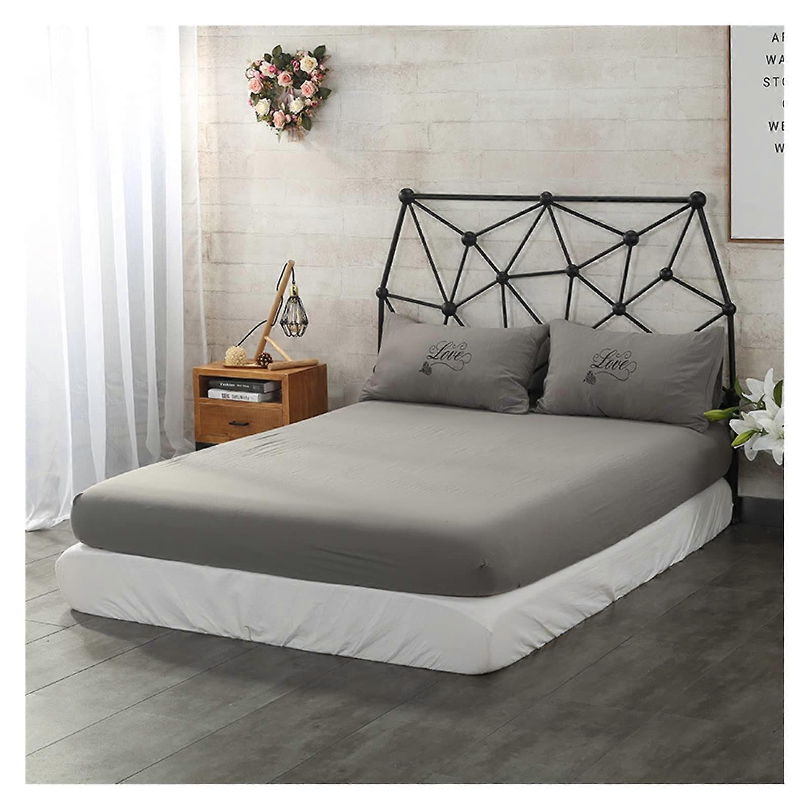 Fitted Sheet Waterproof Mattress Topper Cover Soft Breathable Elastic Band Mattress Pad Protector 200x220x30cm Gris