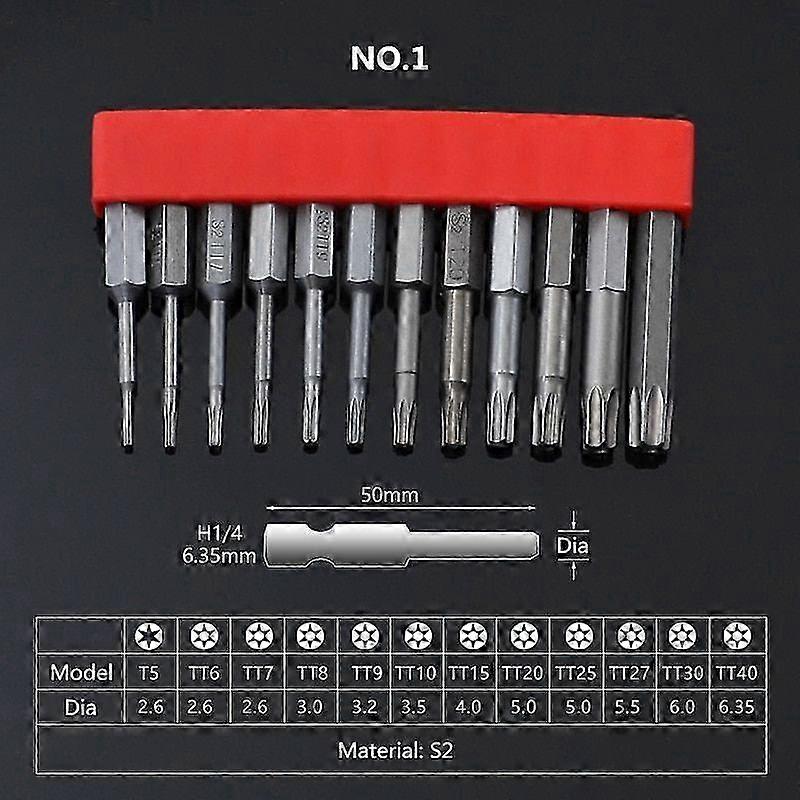 12pcs Set Security Tamper Proof Magnetic Screwdriver Drill Bit Screw Driver Bits