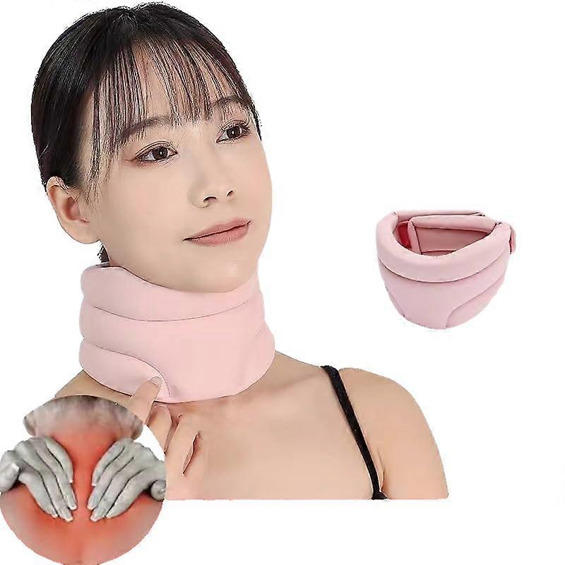 Foam Neck Brace Adjustable Head And Neck Support Fixed Cervical Collar Relieves Spinal Pain Pink One Size