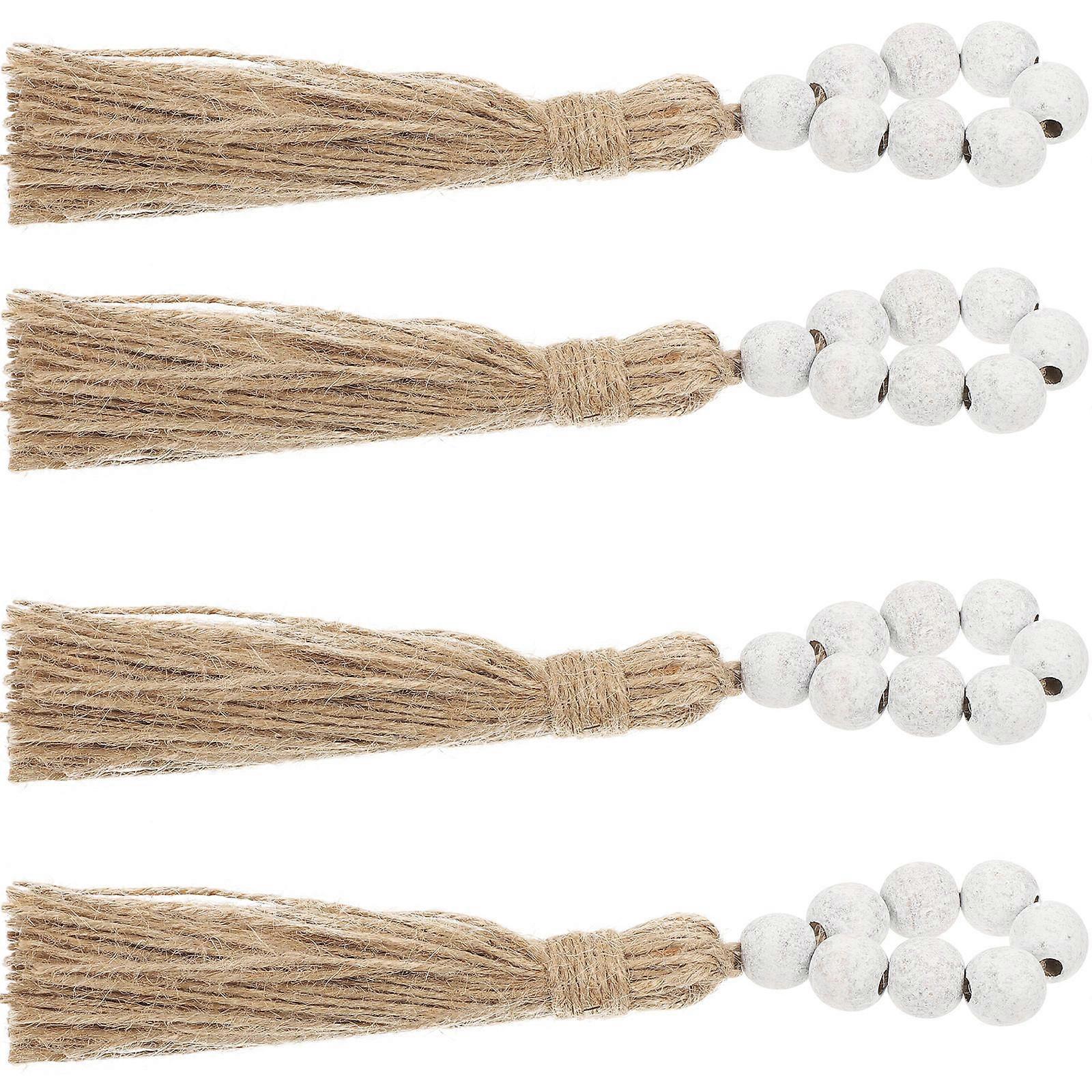 Decorative Wooden Beads Napkin Rings for Table 8Pcs Set