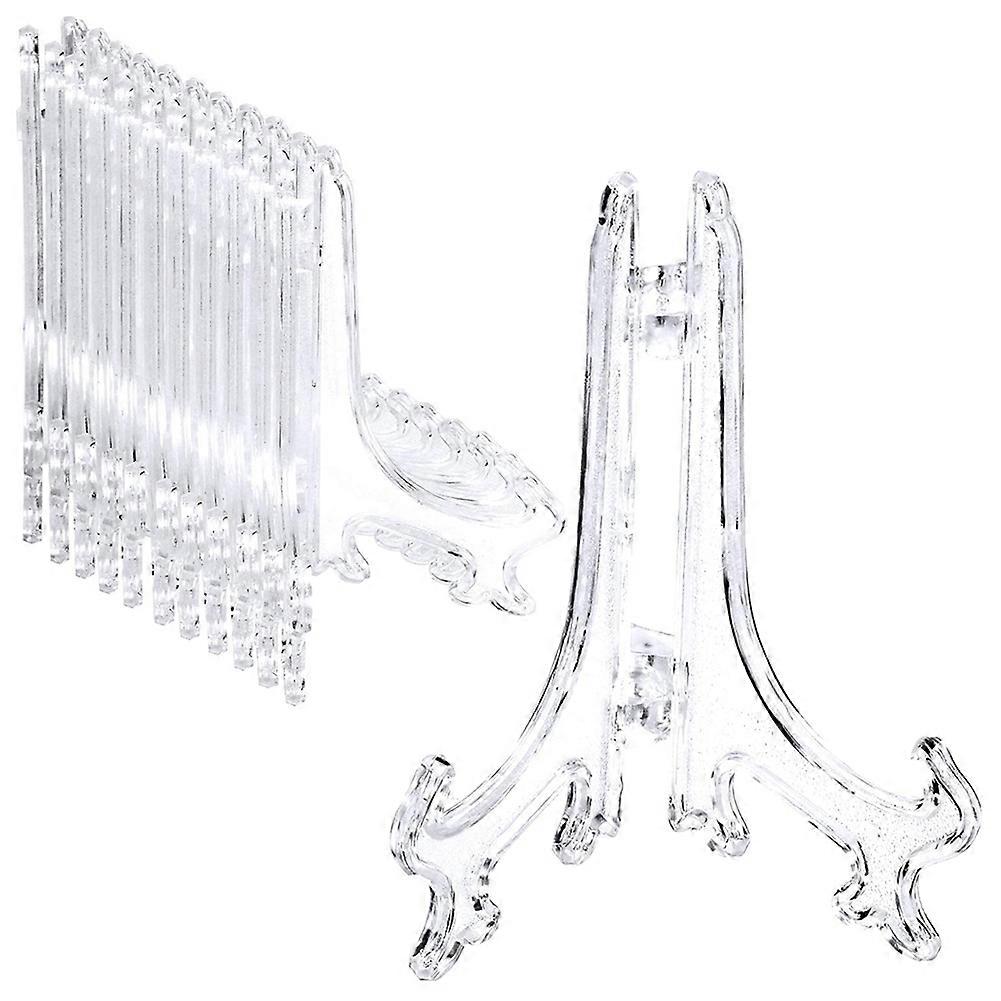 24 Pieces Plastic Easel Plate Display Stands Holders (Clear, 5 Inch)