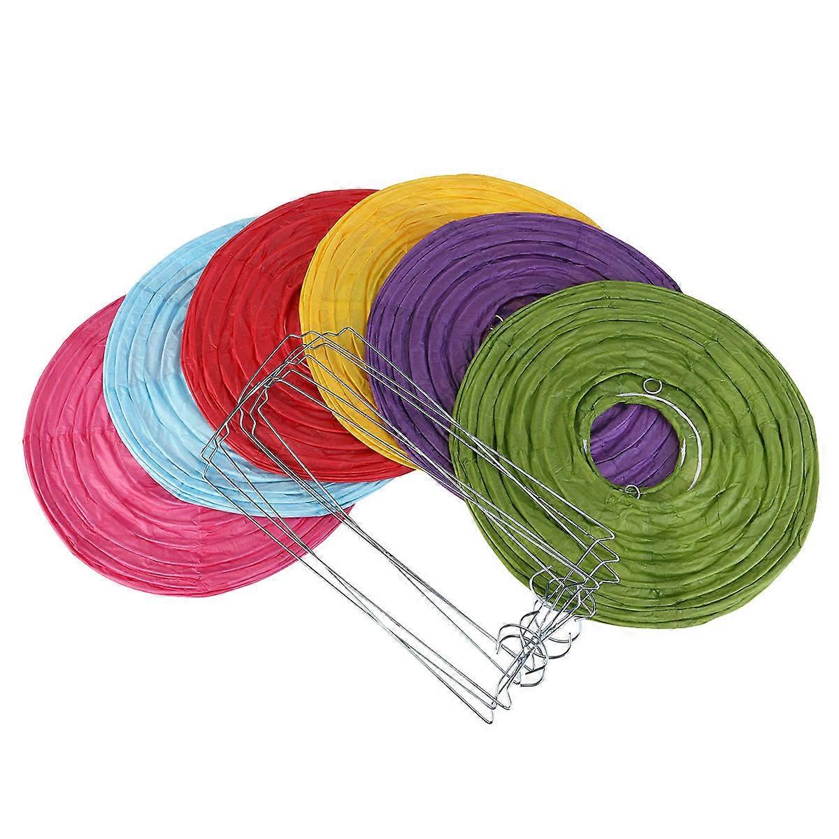 Round Paper Lantern Wedding Paper Lantern with Wire Ribbing 12Pcs Assorted