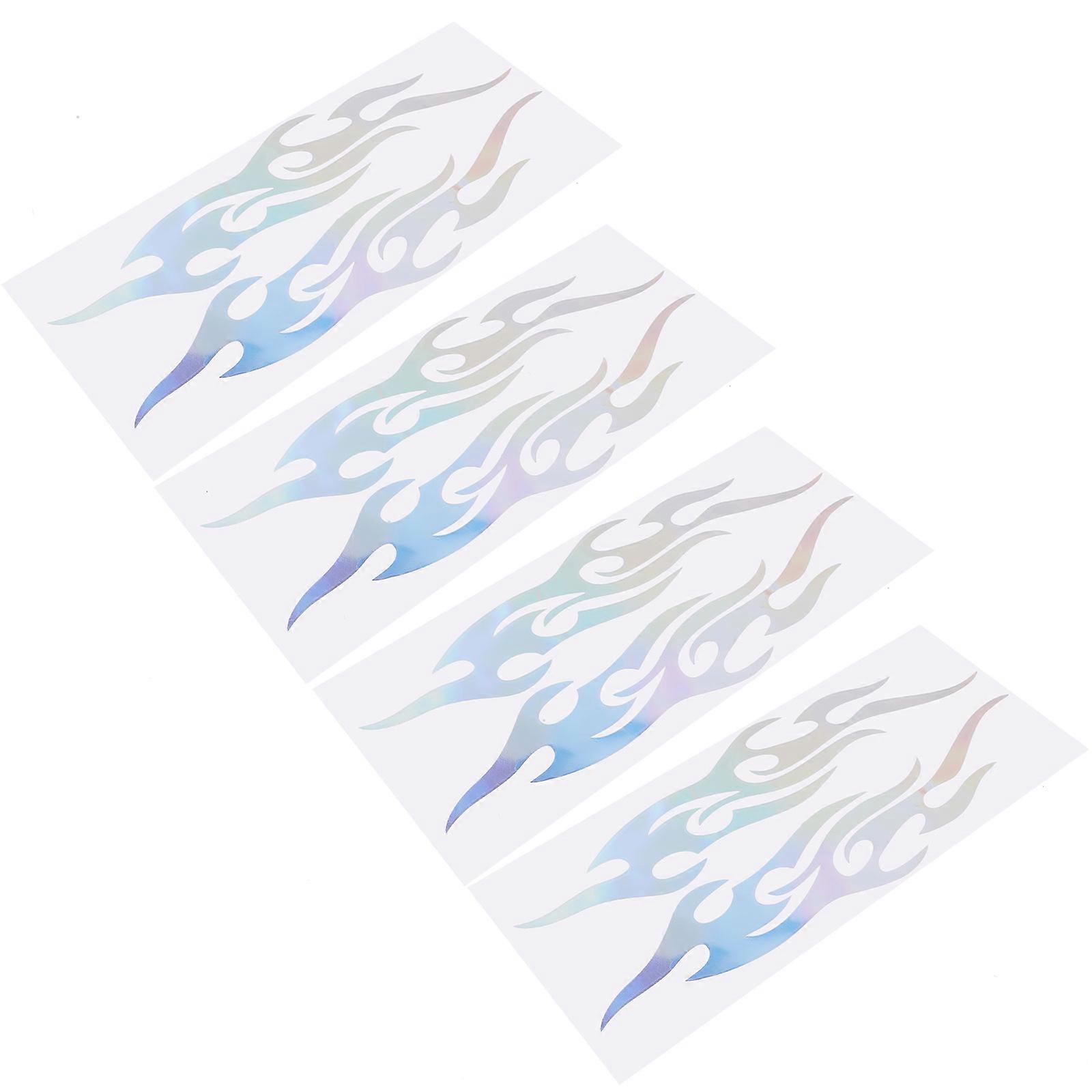 White Car Stickers for Car Decals with Flame Design 16Pcs Pack
