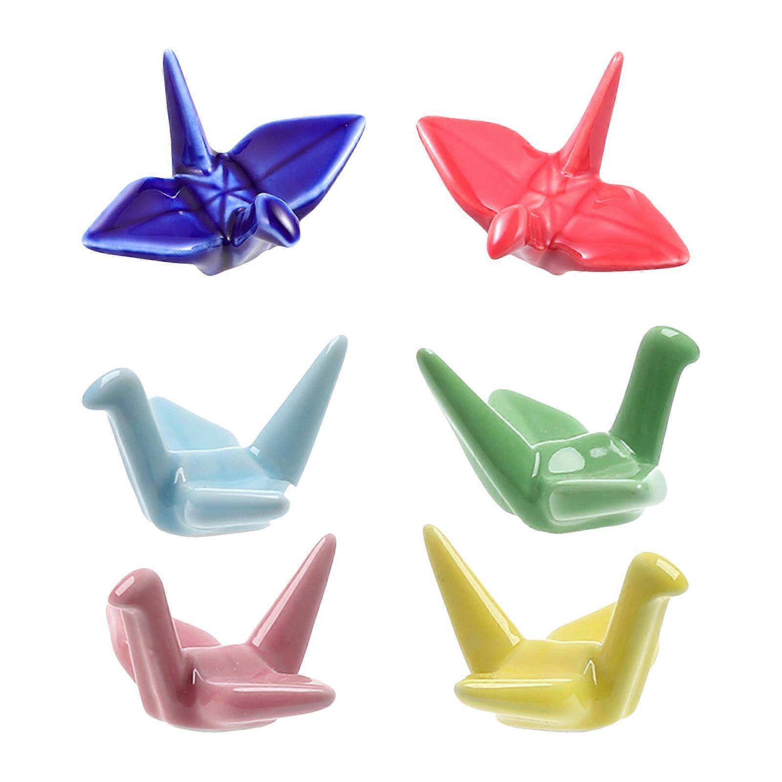 Chopsticks Rest Ceramic Paper Crane Holder for 12Pcs Kitchen Utensils
