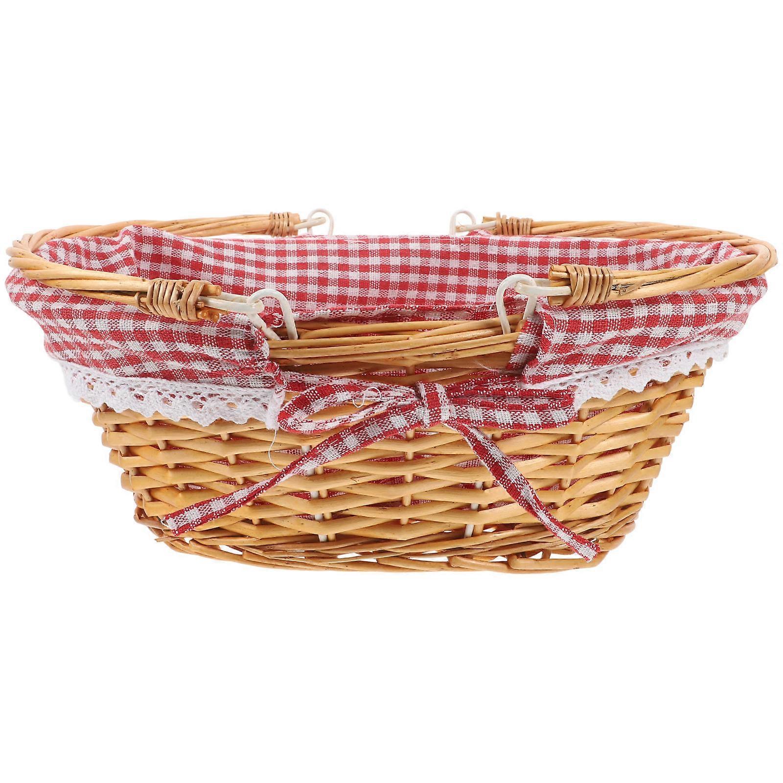 Wicker Basket with Handle Wicker Picnic Basket for Storage 2Pcs Willow Hamper