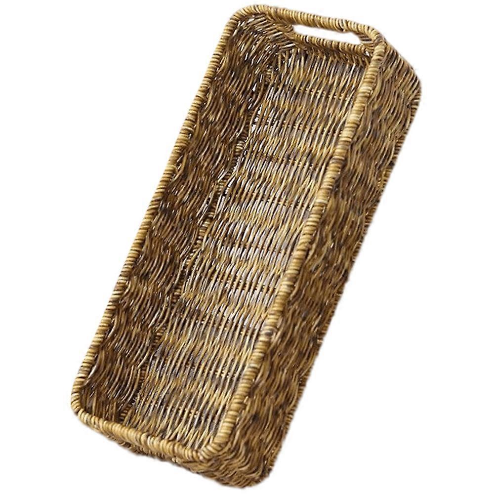 Desktop Storage Basket for Household Use 2Pcs Imitation Rattan Plastic Basket