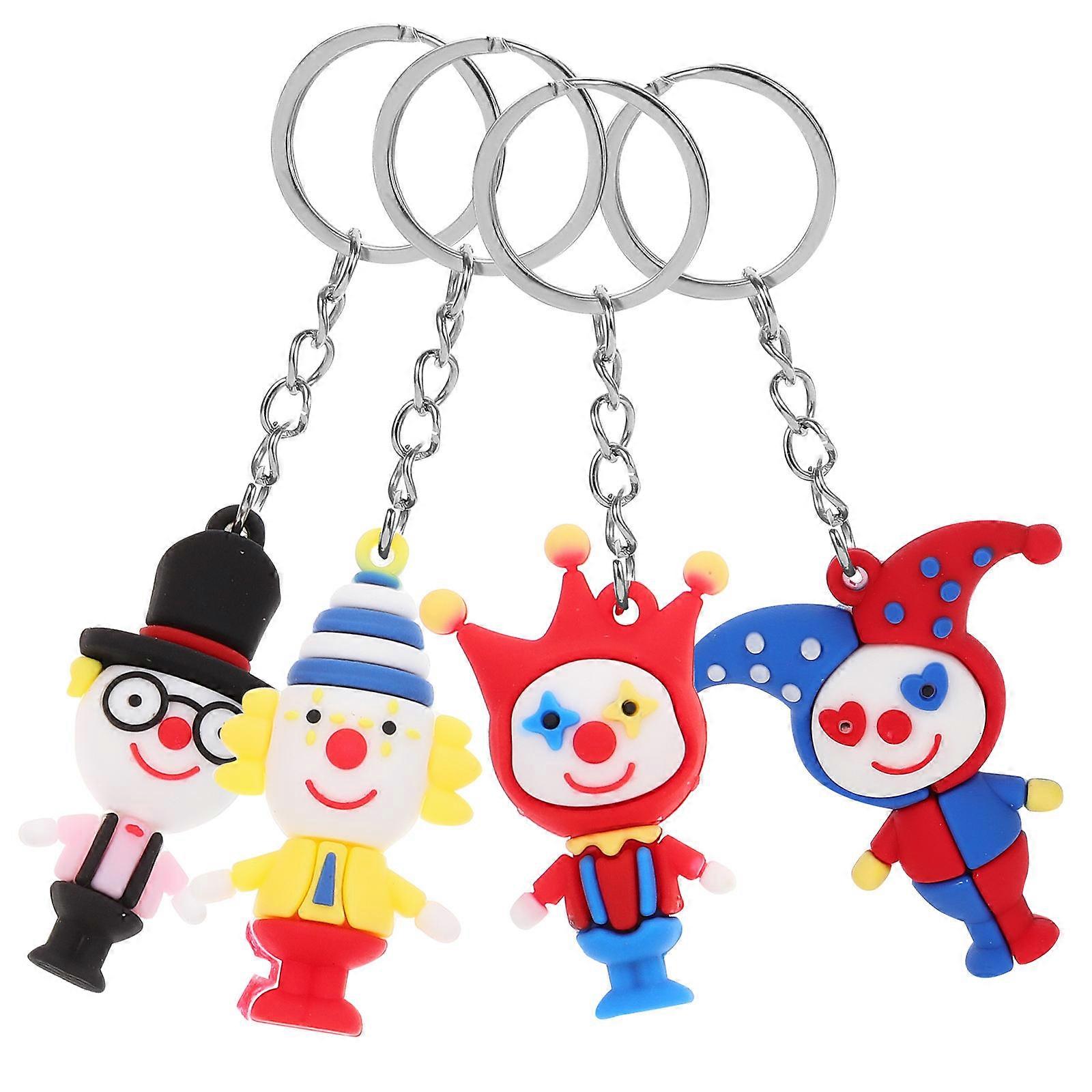 Clown Figurine Key Chain Cartoon for Decoration 12Pcs Durable Plastic