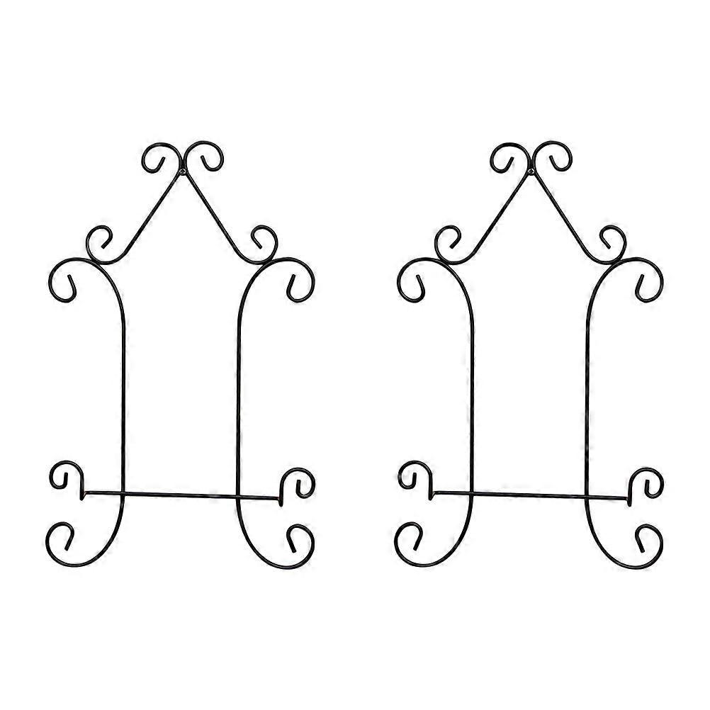 Plate Display Holder Wall Display Rack for Storage Use 6Pcs Black Iron