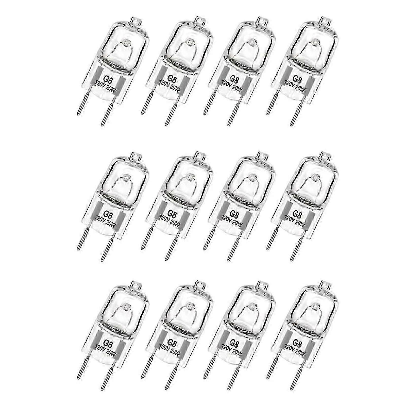 Energy Efficient G8 Halogen Light Bulbs 12-Pack, 120V Plastic Base for Various Appliances, Model 0808