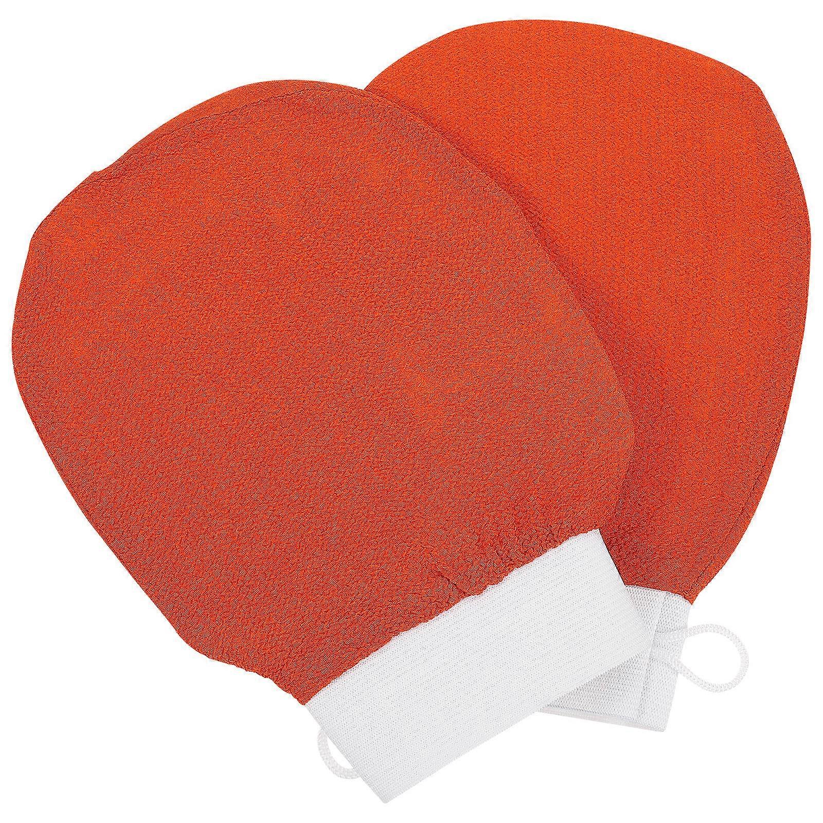 Body Massage Gloves Exfoliating Gloves for Bathing 2Pcs Orange
