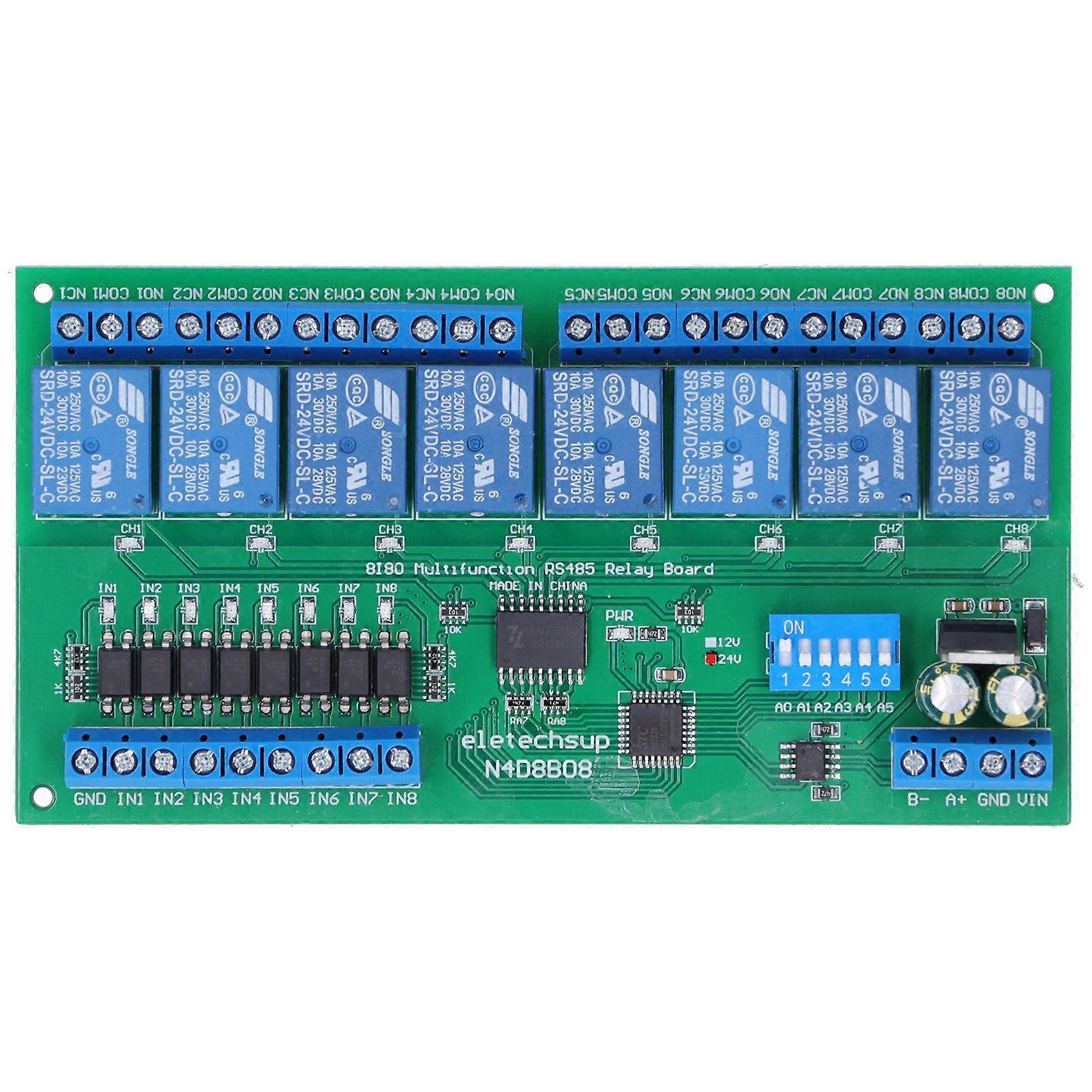 Relay 8 Input 8 Output RS485 DIN35 Rail Box Shell PLC Expansion Board 24V N4D8B08