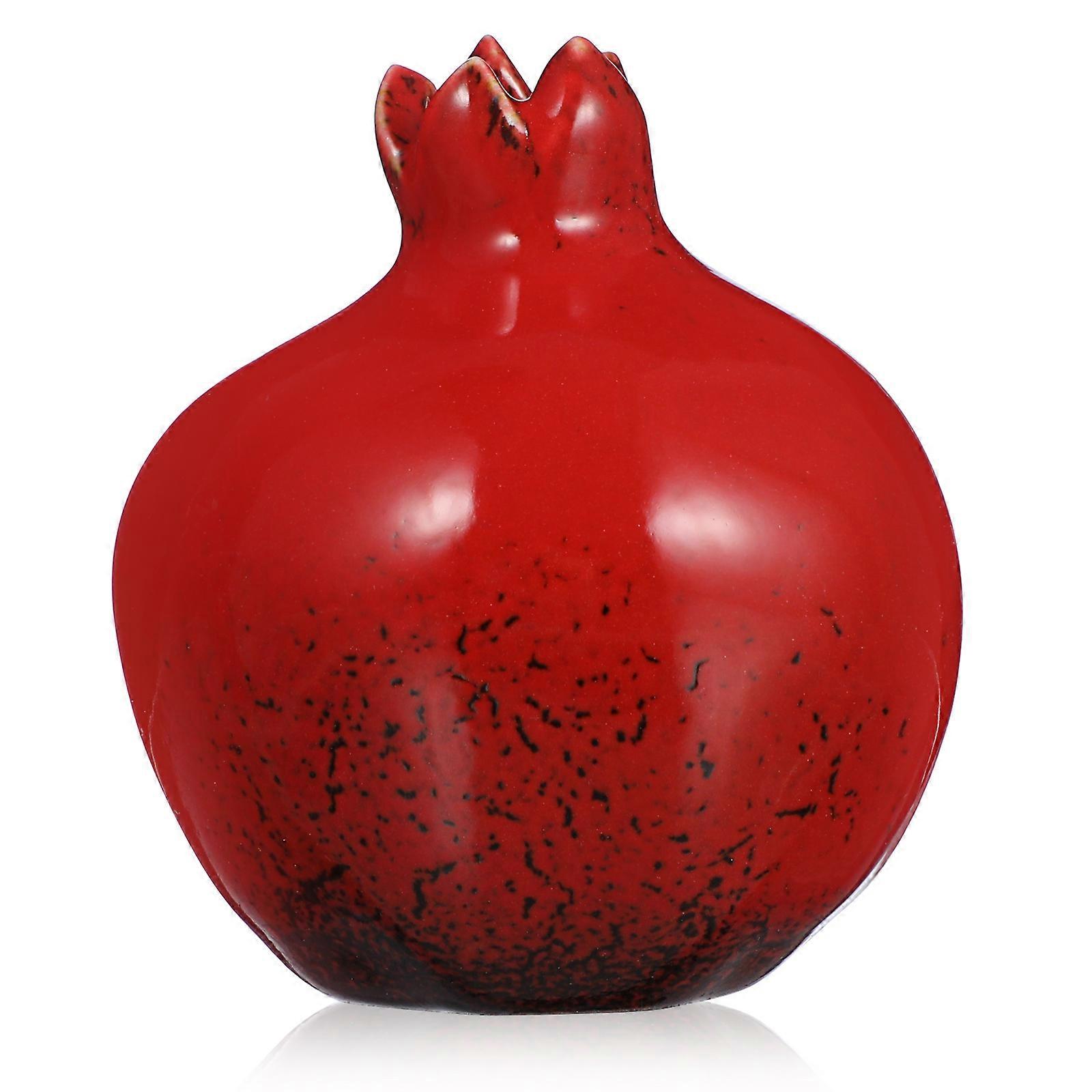 Creative Ceramic Pomegranate Ornament Vase for Home Decor 2Pcs Red