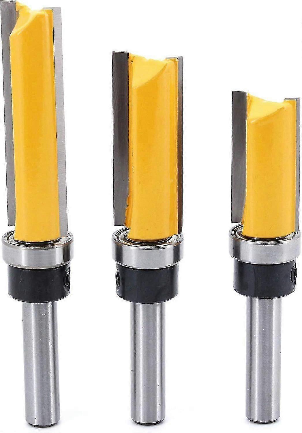 2025 Latest Model  3Pcs 8mm Shank Flush Trim Router Bit, Flush Trim Router Bit with Top Bearing,