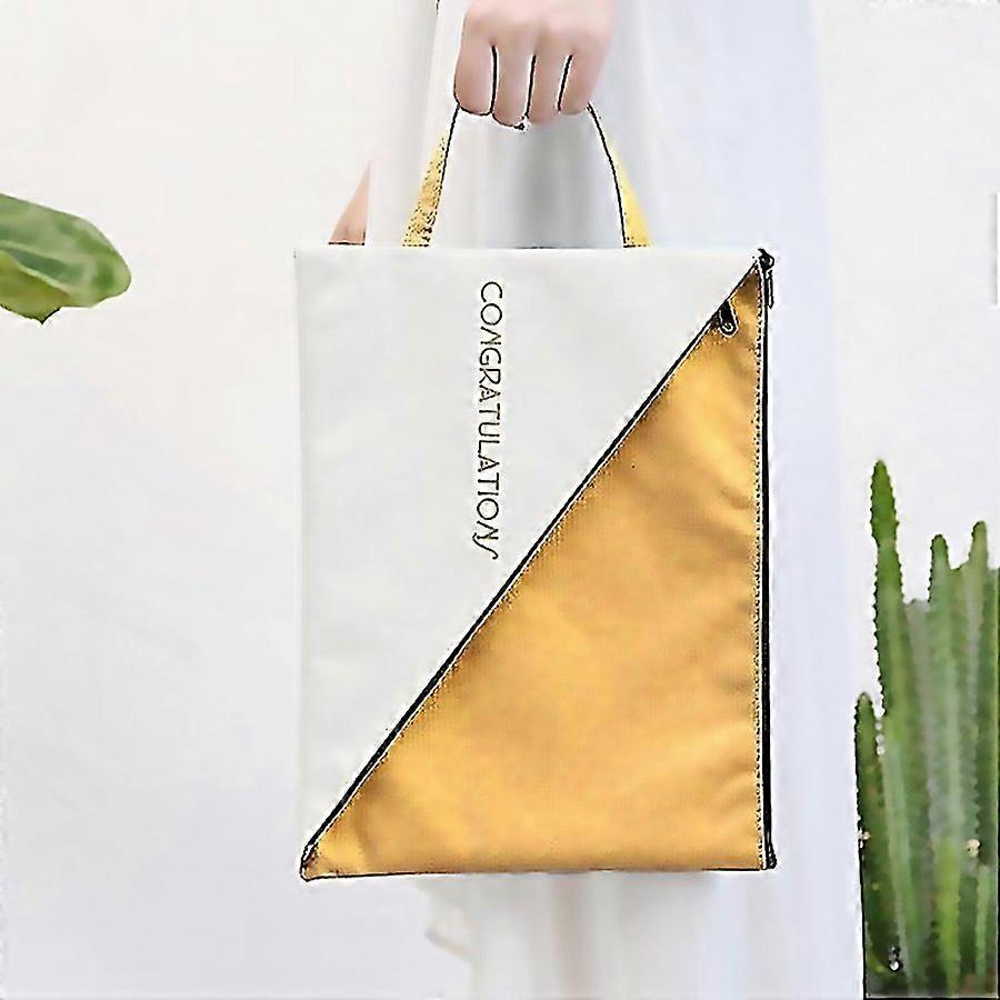 For Double Layer Canvas Document File Support Office School Tote Bag Organizer Bag A4 Creative Zippe