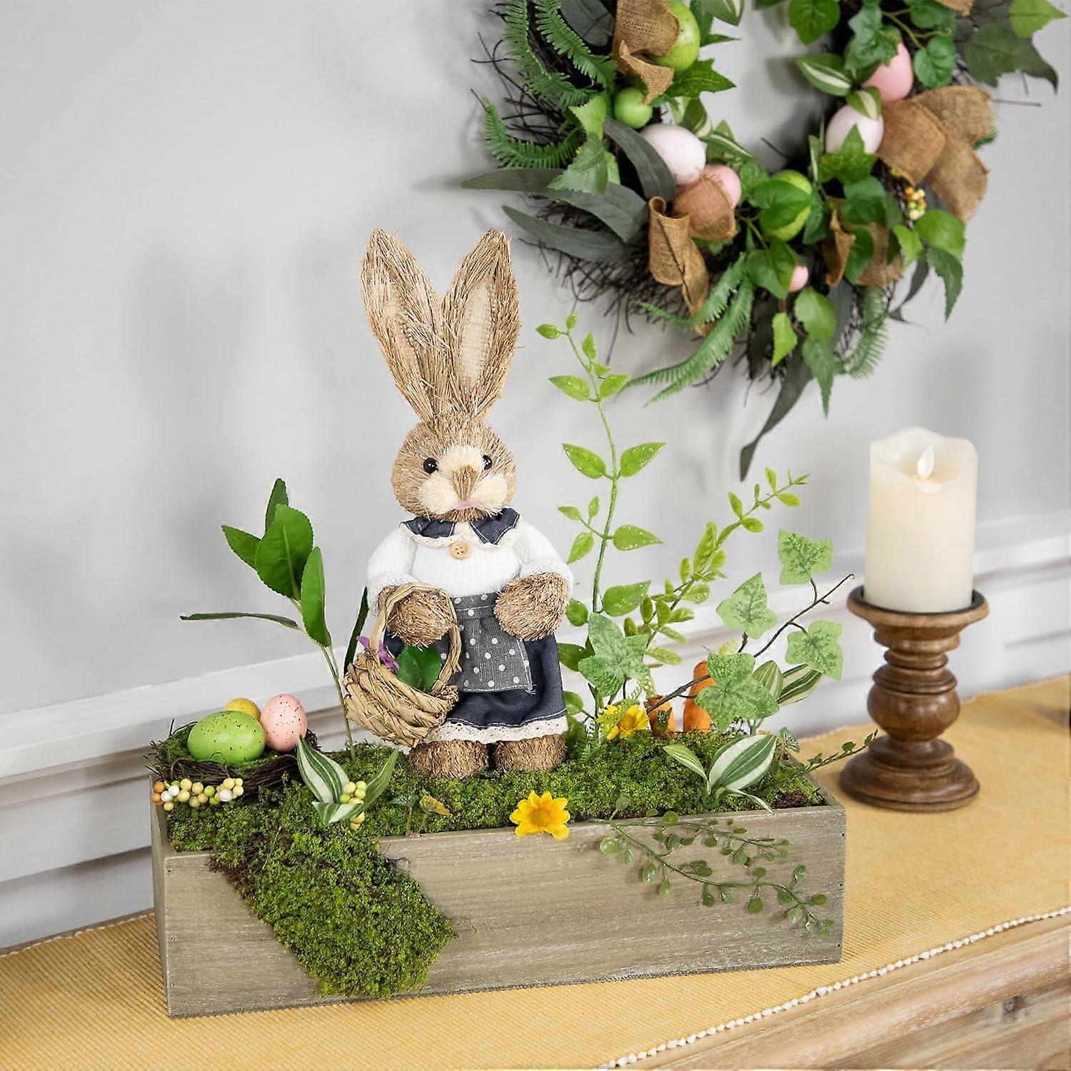 Boxed Garden Arrangement with Bunny Easter Decoration - 17.25"