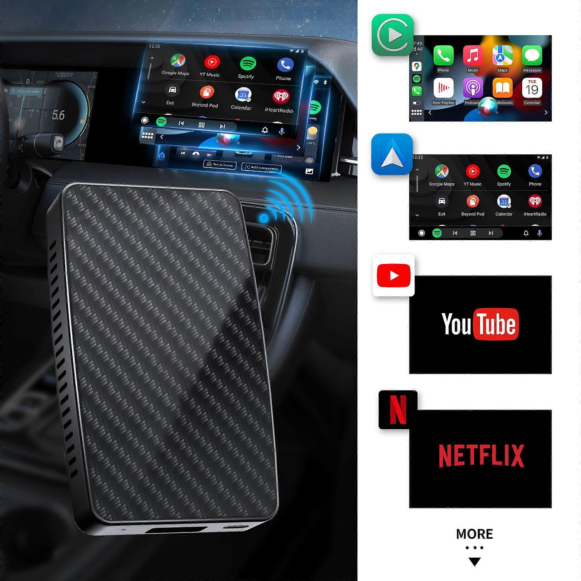 Adaptateur sans fil CarPlay et Android Auto Play2Video Pro avec YouTube, Netflix, Spotify,