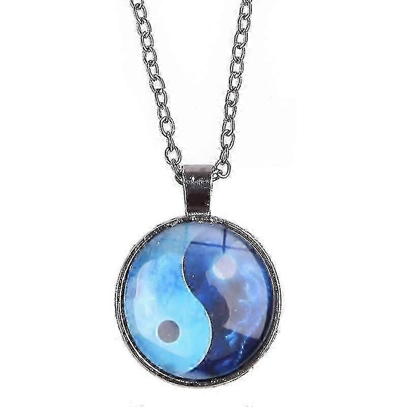 Yin Yang Necklace Blue Tai Chi Pendant Necklace Friendship Tai Chi Neck Chain - Sjue-Yvan