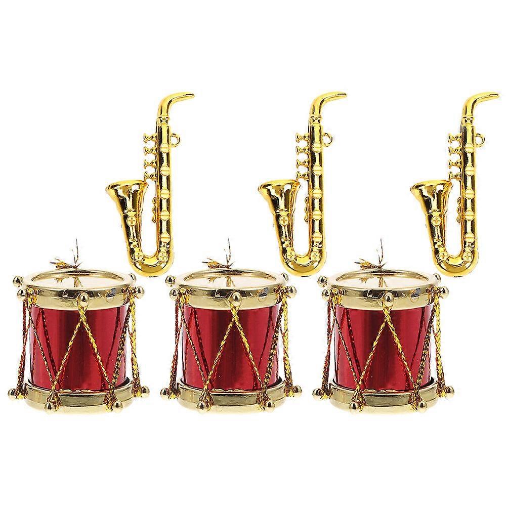 Mini Saxophone and Drum Models for Mini House Decor 9Sets Music Instruments