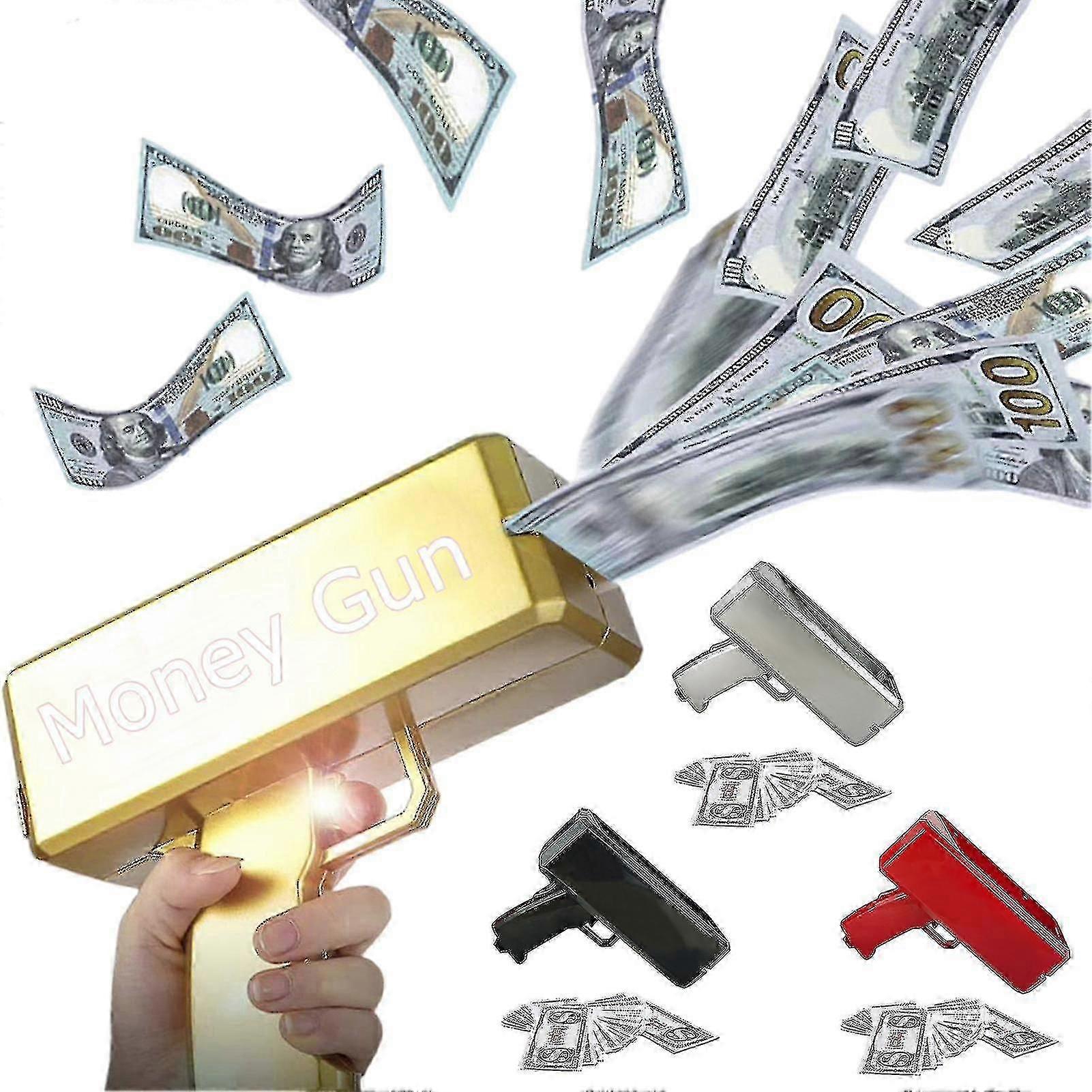 Cash Cannon Money Gun - 100 قطعة طبق الأصل لعبة فواتير لحفلات الشاطئ واحتفالات أعياد الميلاد وكذبة أبريل - هدية مزحة مرحة للبالغين والأطفال