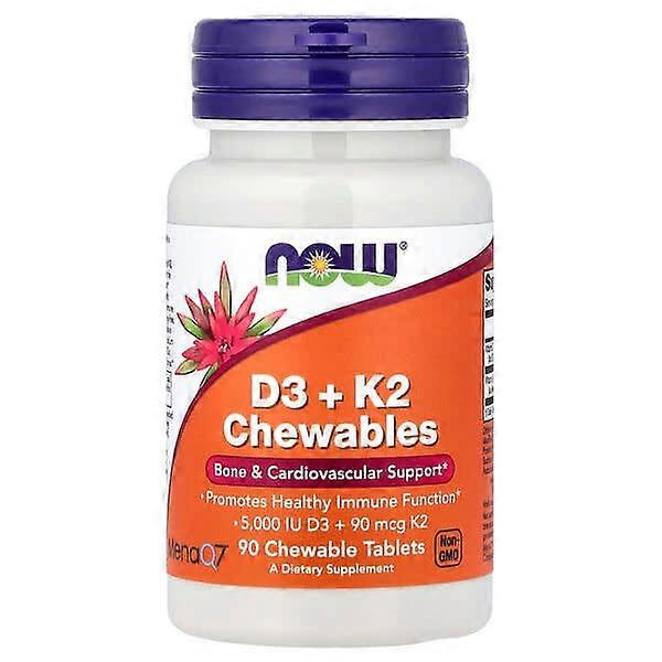 NOW Foods, D3 + K2 -purutabletit, 90 purutablettia
