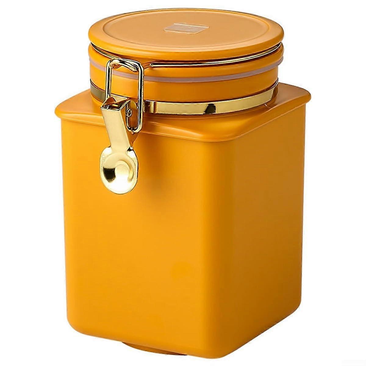 Airtight Coffee Canister Stackable Storage Jar For Coffee Beans And Grounds, Tea Leaves, Spices, Yellow