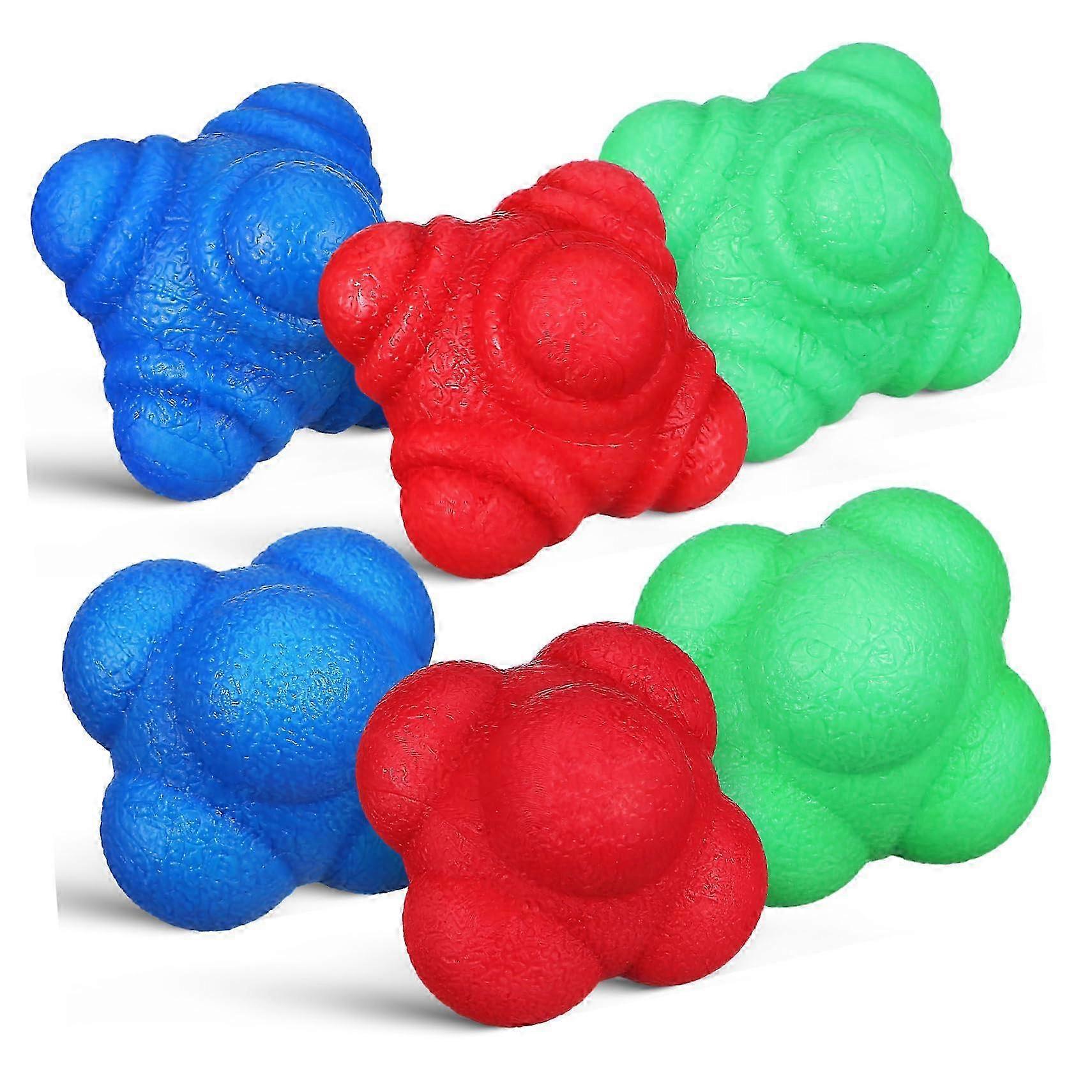 6 Pieces Hexagonal Agility Reaction Balls for Fitness and Coordination Training, Durable and Elastic for Indoor and Outdoor Use
