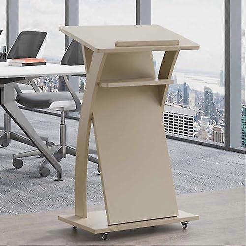 Portable Podium Stand With Wheels Wood Lectern For Classroom, Church, Office Hostess Stand Reception Desk