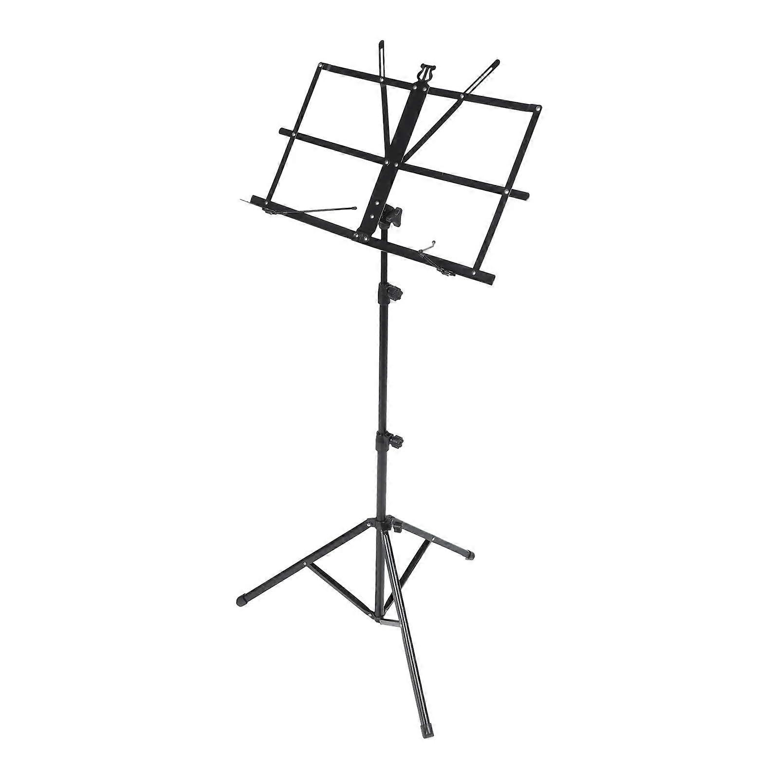 Portable Music Stand Tripod Sheet Music Rack Manuscript Reading Instrument Folding 135x47cm Black