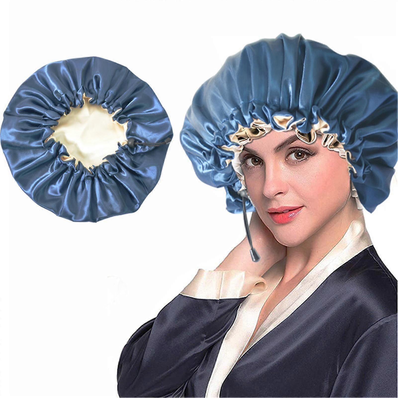 Satin Bonnet Sleeping Cap Soft Night Adjustable Double Layer Hat For Woman