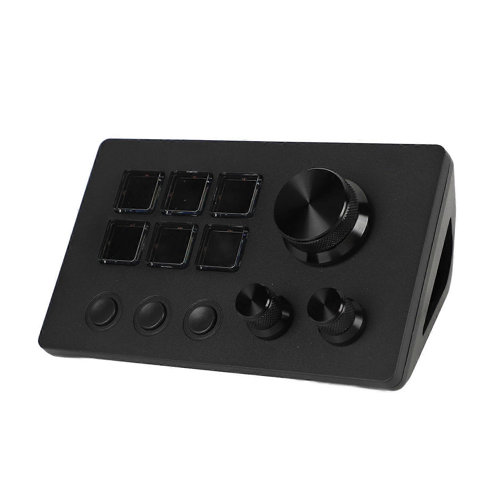 Visual Keyboard with Knobs 6 Keys LCD Custom Button Visual Keyboard for OBS for Twitch for OS X PC Black 