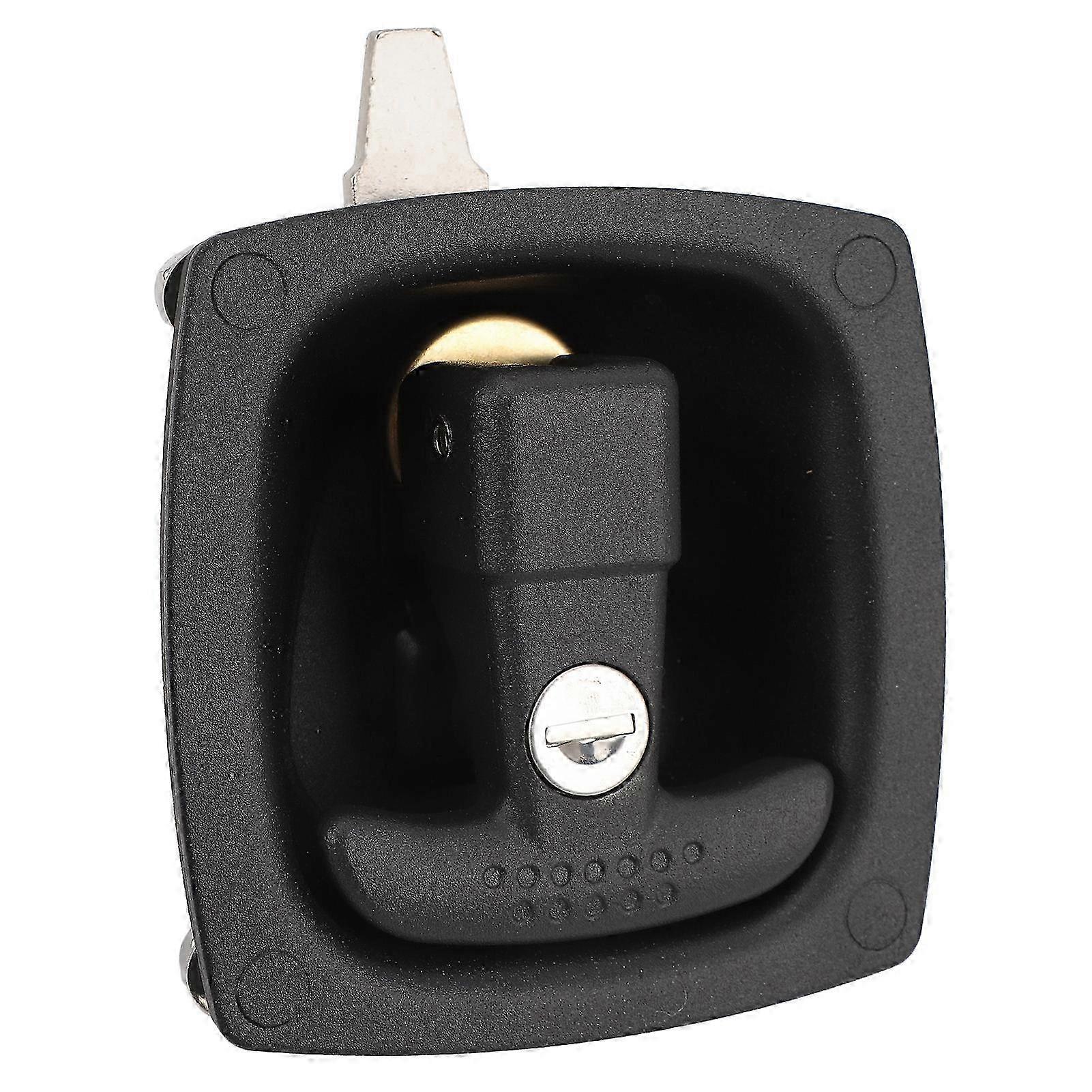 T-Handle Lock with 2 Keys, Black Zinc Alloy Folding Latch for RV Camper Trailer Toolbox