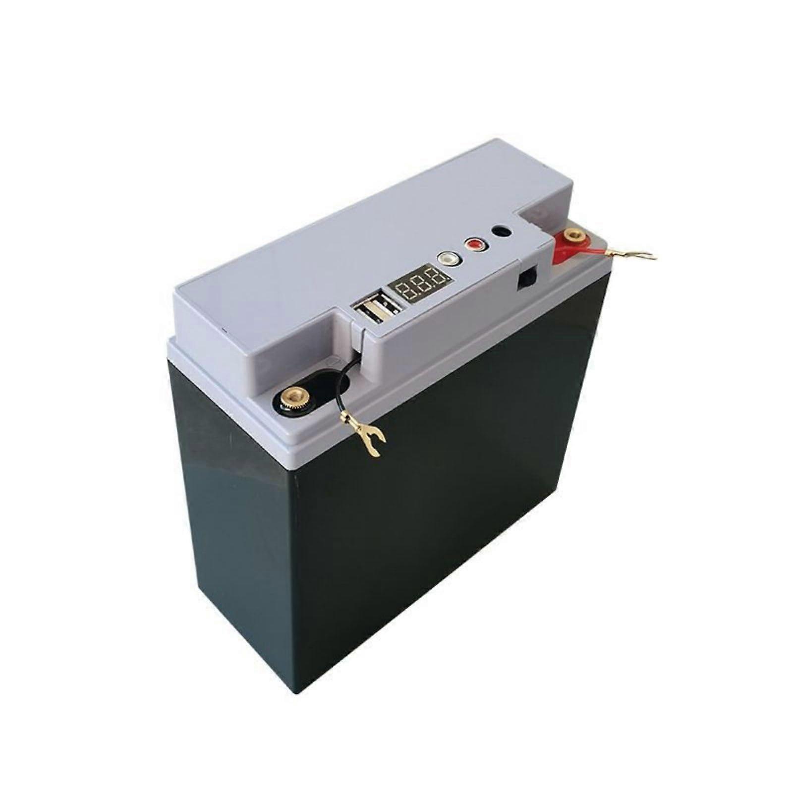 12V 17A Mobile Power Battery Storage Case Box LCD Display 2 USB Output Black Replacement Battery Accessories