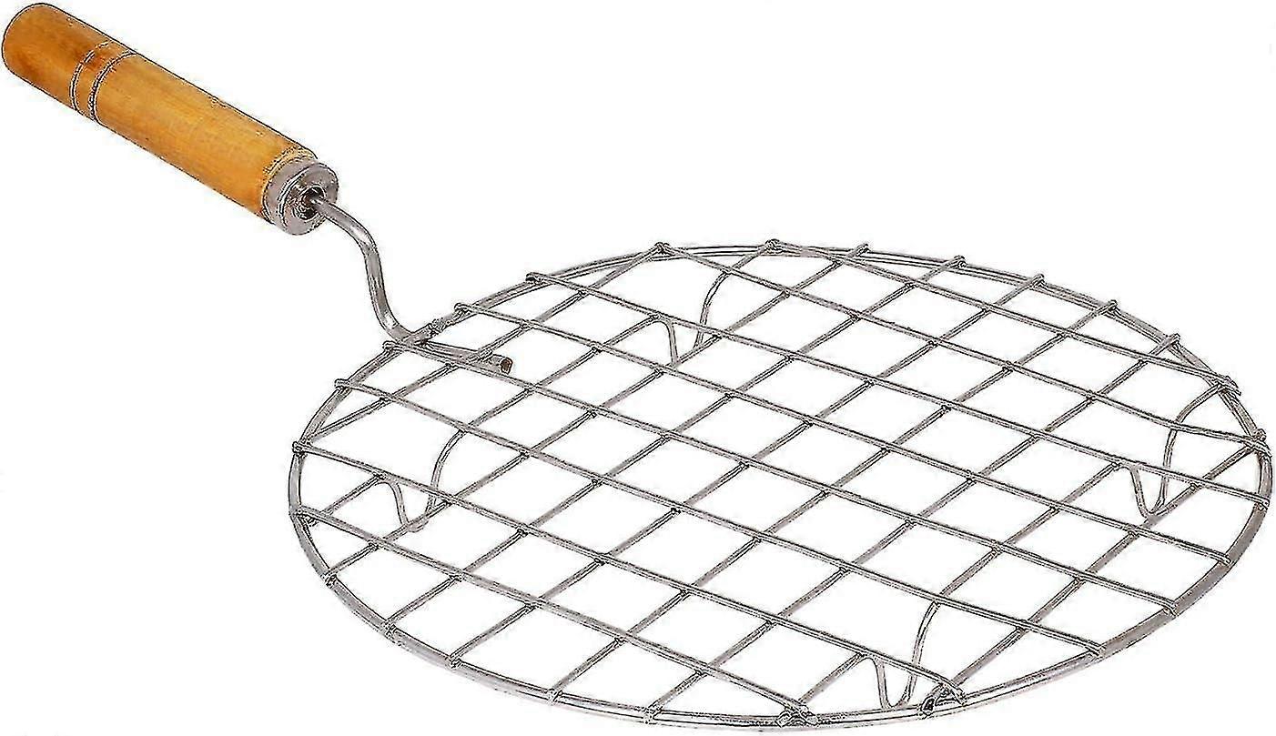 Stainless Steel Round Wire Roaster Rack/papad Jali/roti Grill Round Shape With Wooden Handle hwyNO.705SH