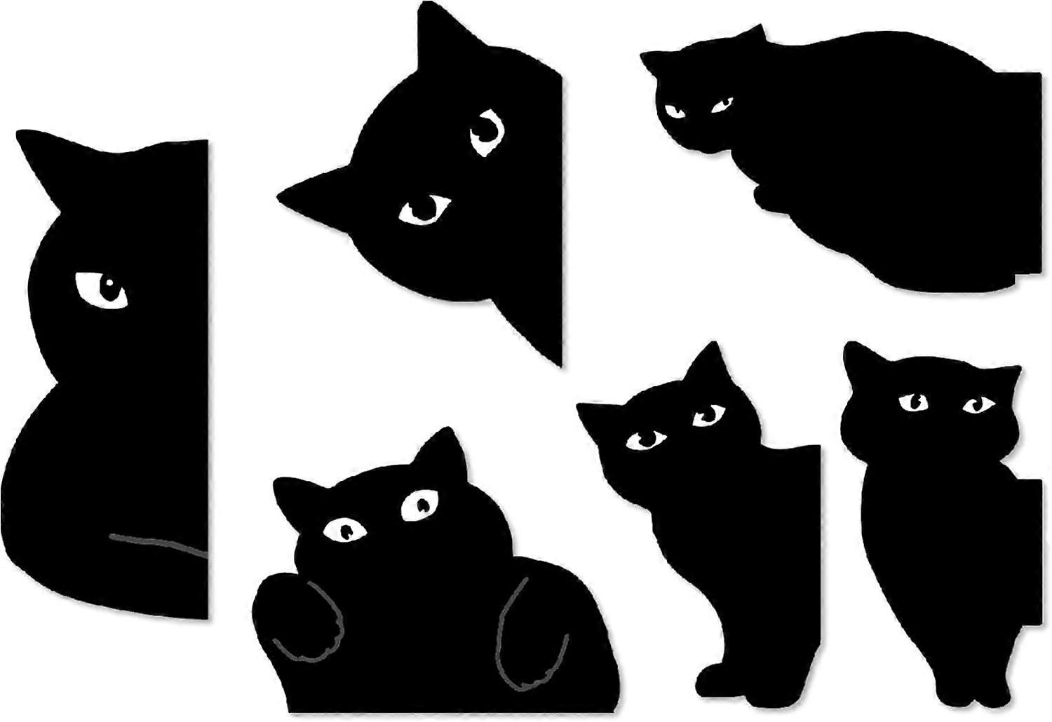 Magnetic Bookmarks - Set of 6 Cute Black Cat Bookmarks