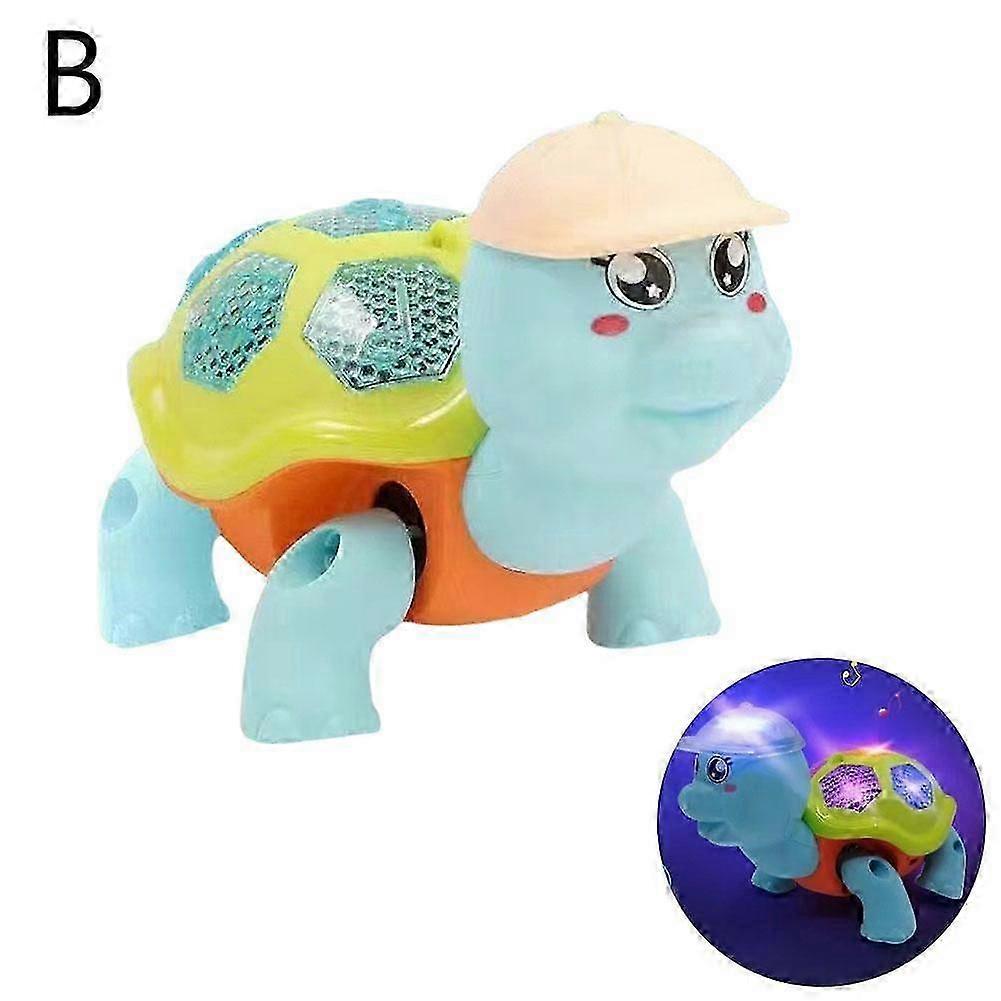 צב חשמלי לילדים עם מוסיקה קלה חבל, צעצוע צב מצויר זוחל