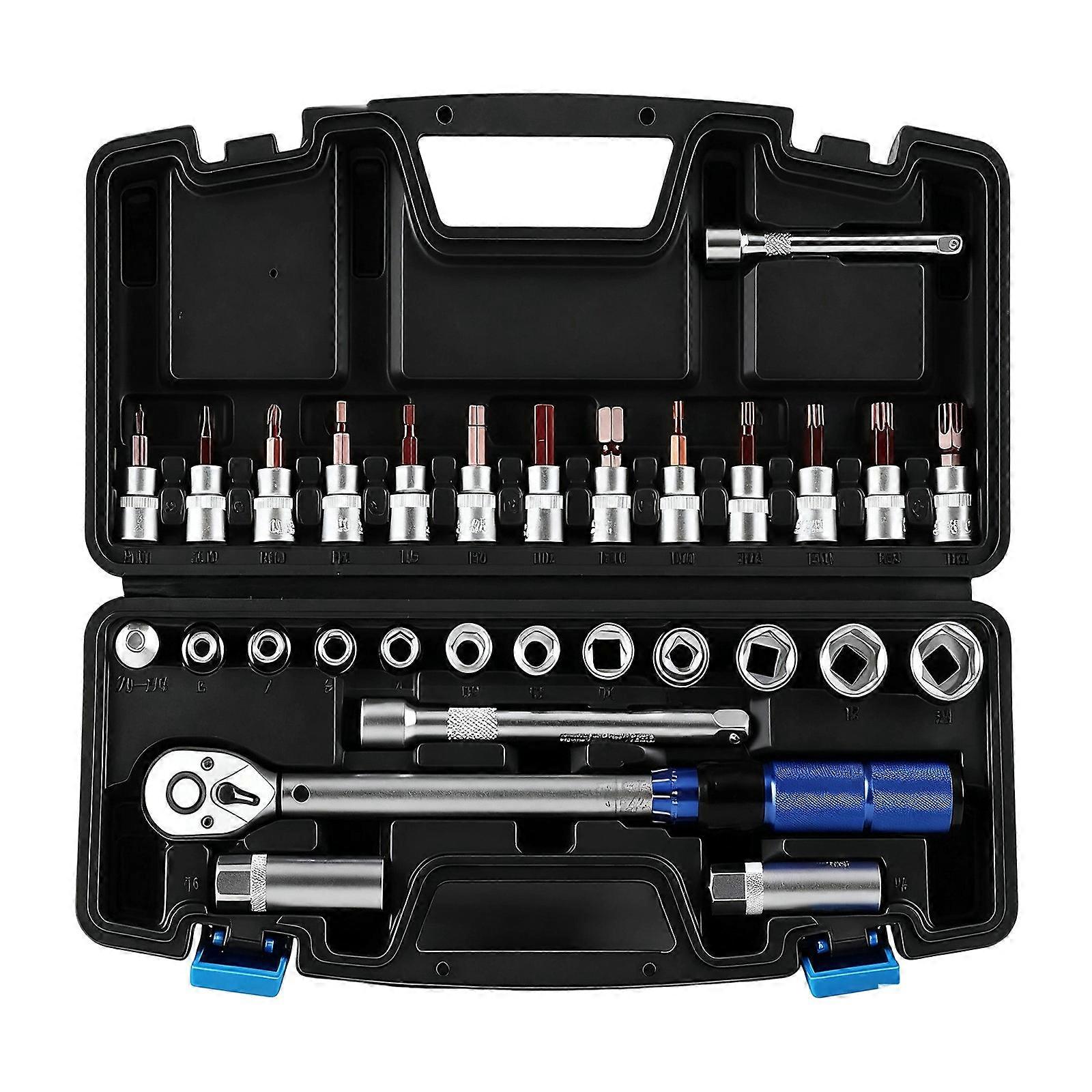 Torque Wrench Kit With 72 Tooth Ratcheting System And Preset Torque Setting For Automotive Projects And Professional Use Multicolor