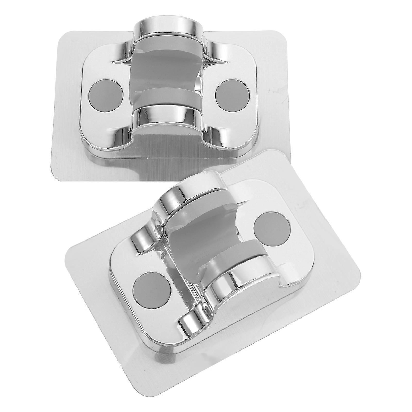 Handheld Shower Mount Showerhead Holder Adjustable 2Pcs Silver Plastic