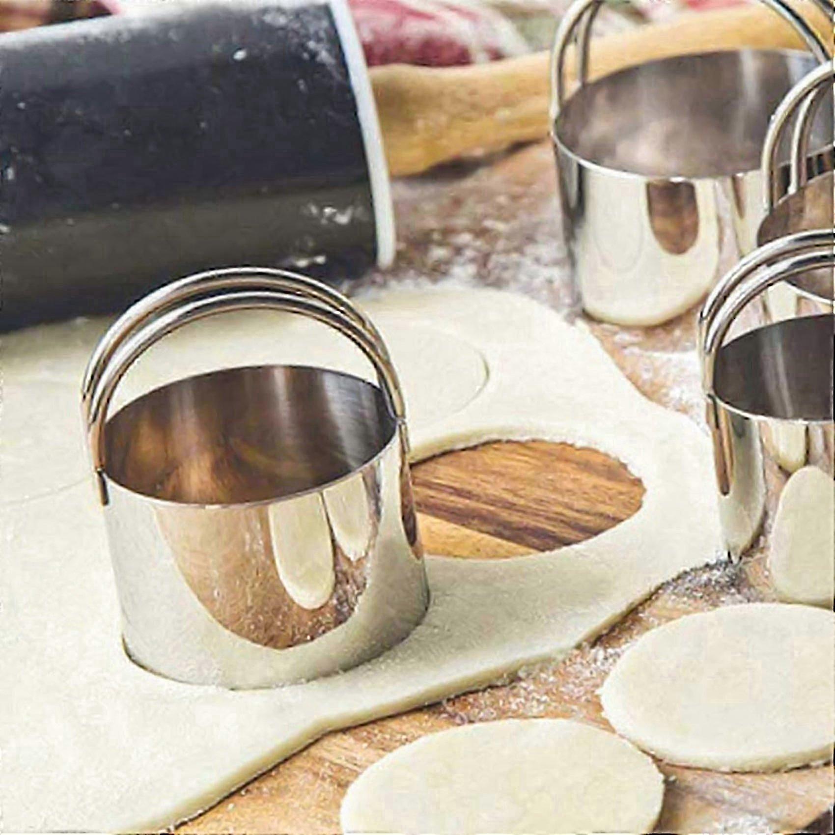 Round cookie cutter set 5 pcs stainless steel with handle
