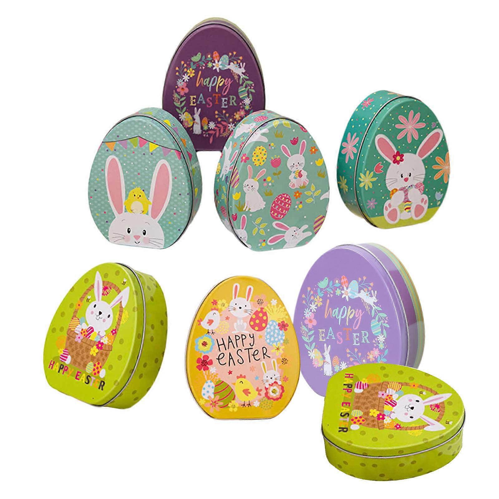 8x/Set Cartoon Candy Boxes Snacks Container Easter Eggs Candy Boxes with Rabbit Pattern Easter Crafts for Child Multicolor